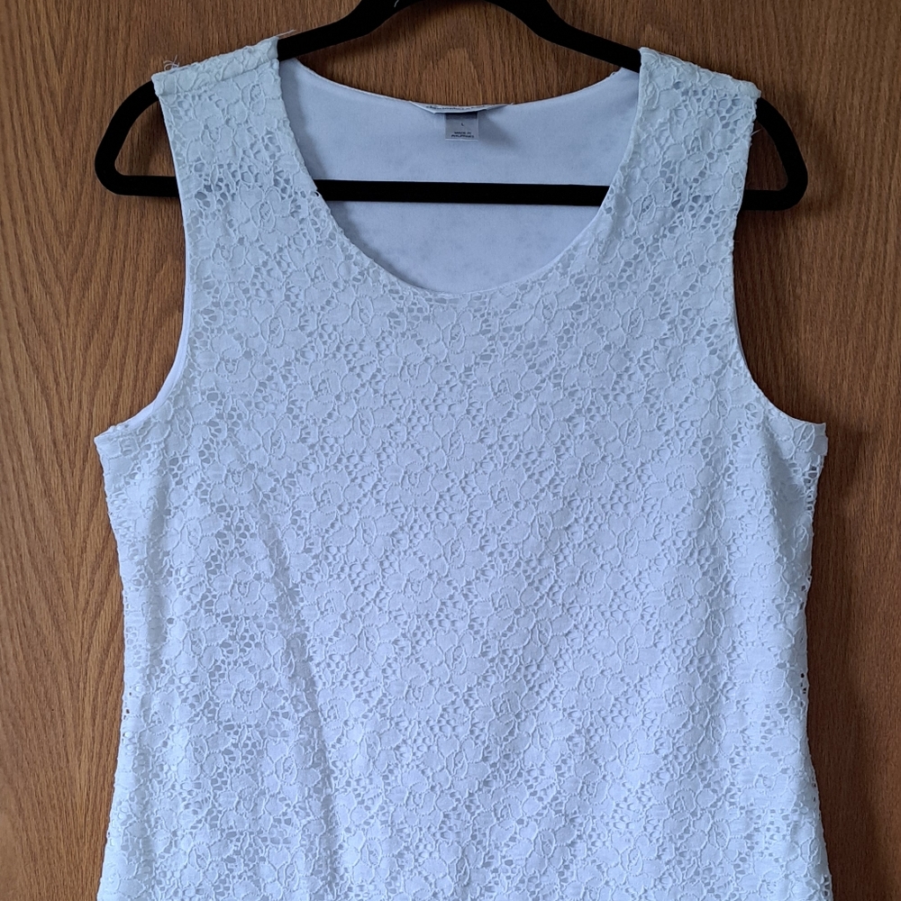 Christopher & Banks White Lace Tank Top